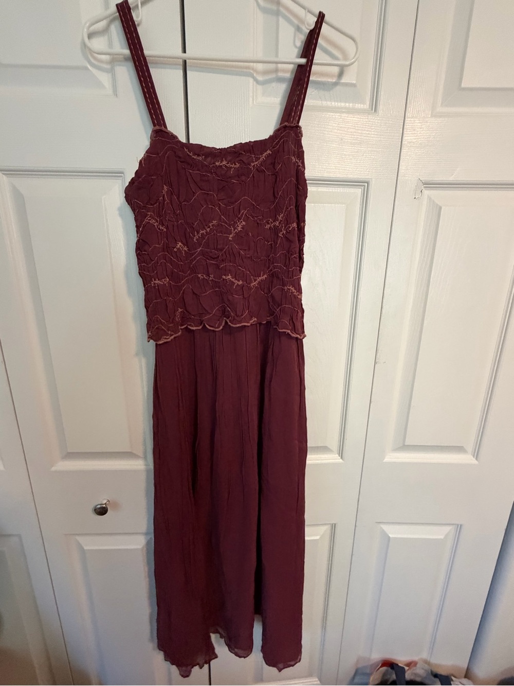 Zara Burgundy Ruffled Neckline Dress